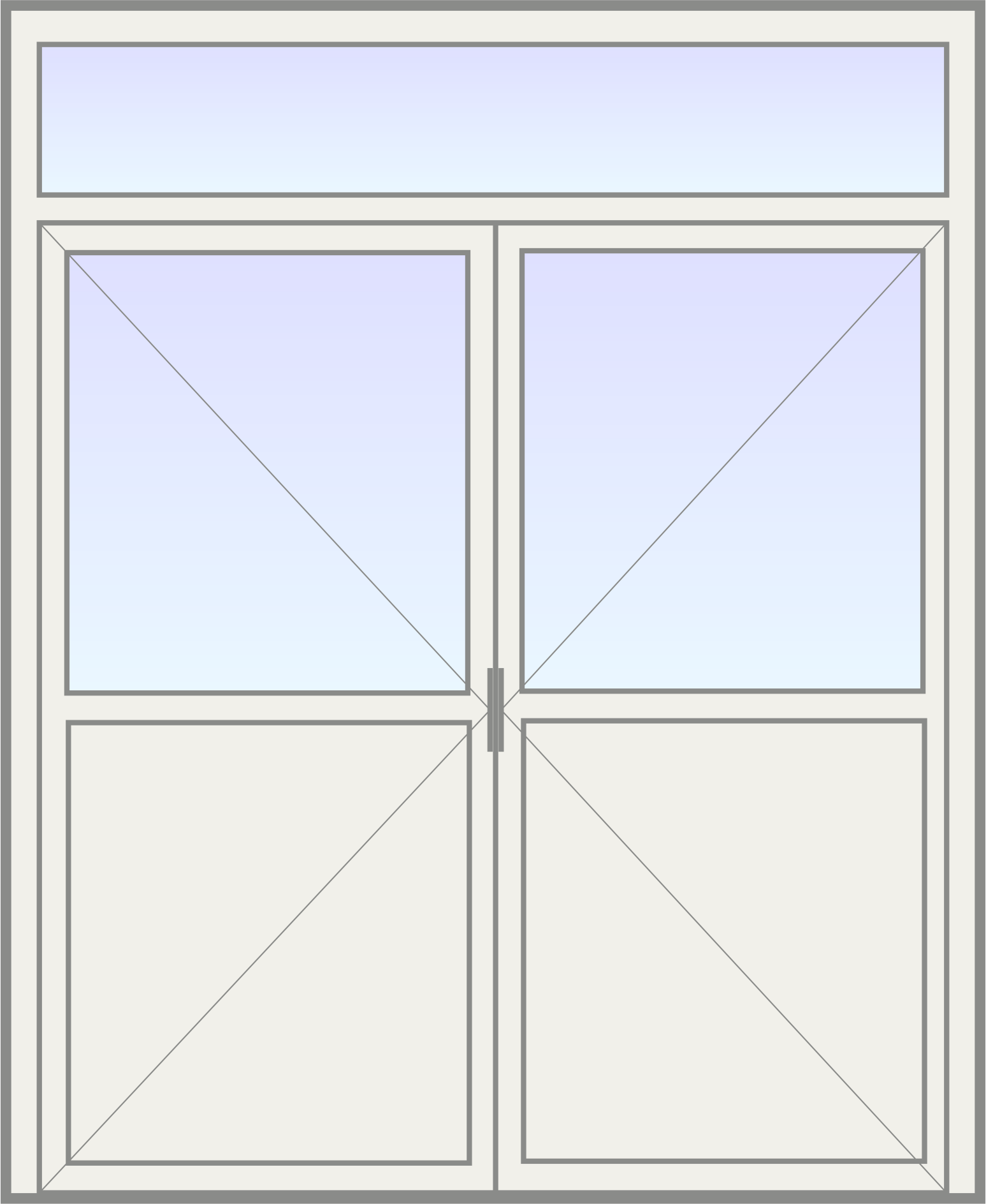 PVC Dubbele deur met halfglas en bovenlicht image
