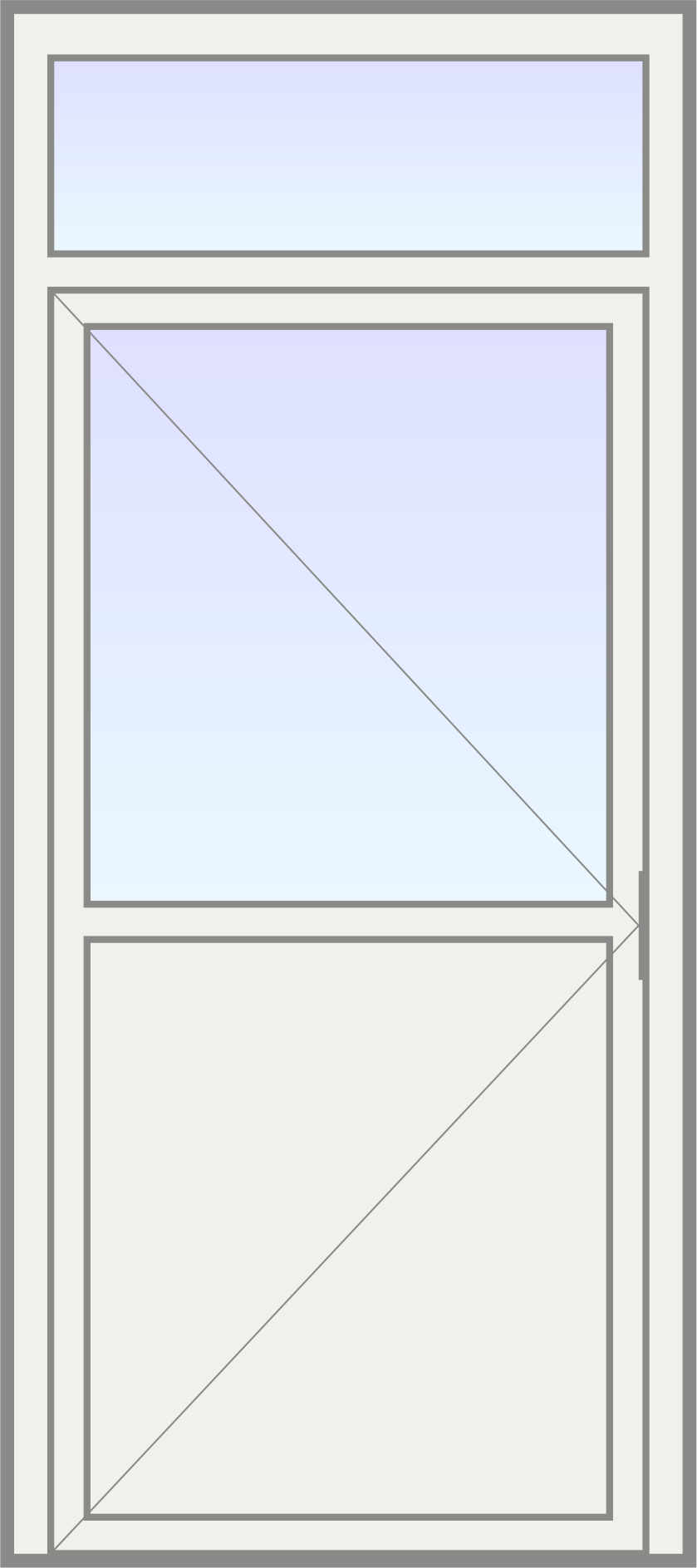 PVC Deur met halfglas (rechts) en bovenlicht image