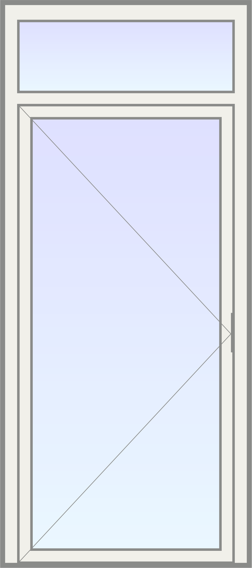 PVC Deur met helder glas (rechts) en bovenlicht image
