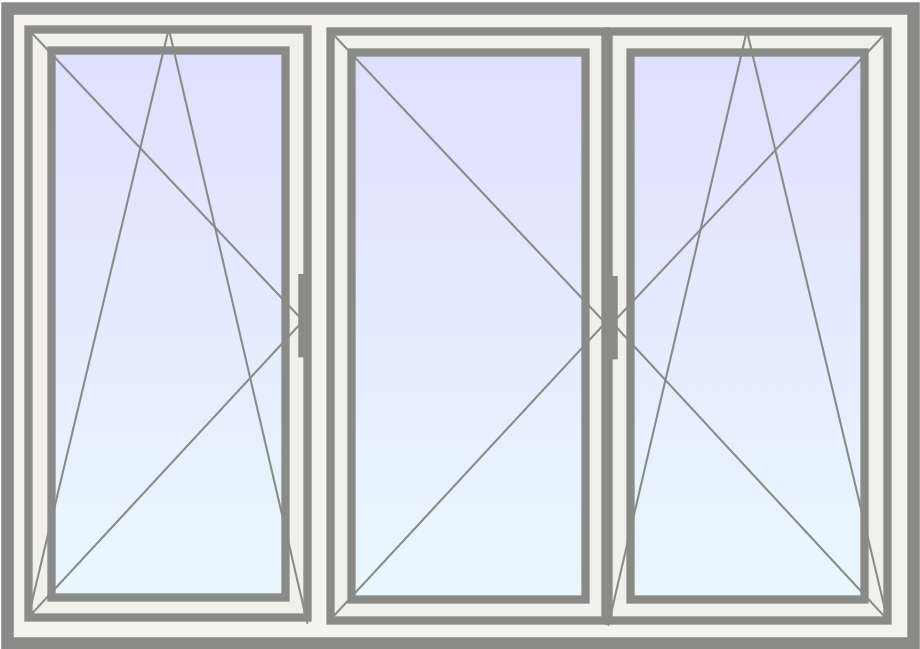 PVC Dubbel raam met draaikiep rechts en extra draaikiep links image